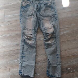 Reason NY Distressed Stretch Zip Fly 5 Pocket Jeans Stone Wash Denim 32